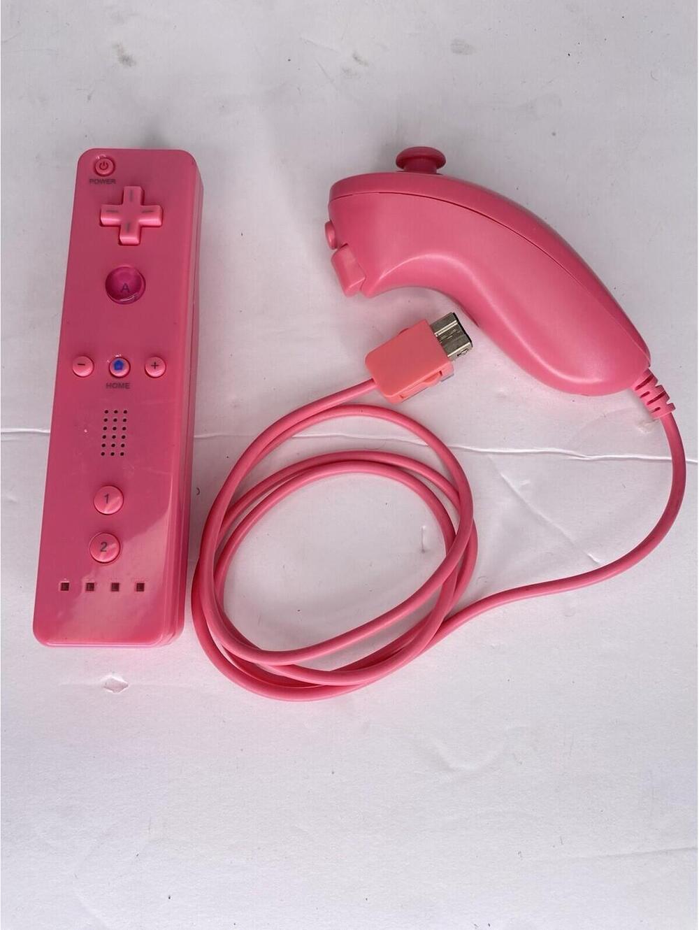 Nintendo Wiimote Wii & Wii U Remote Controller Pink With Nunchuck Controller